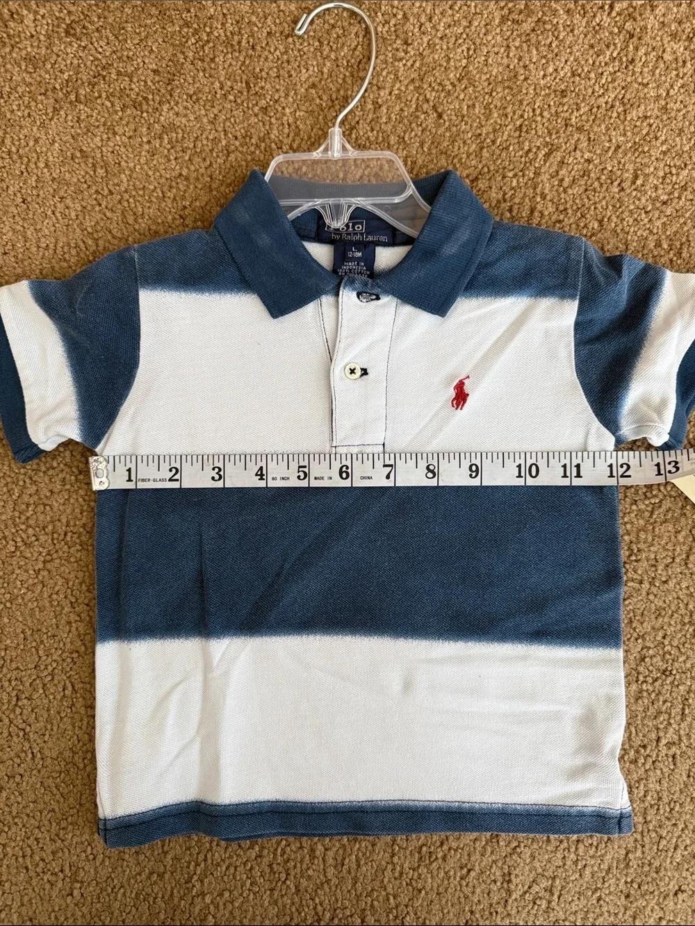 12-18 M Ralph Lauren Boys' Navy & White Striped Polo Shirt